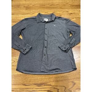 Young LA Button Up Shirt Mens XL Gray Long Sleeve Embroidered Cotton‎ Blend